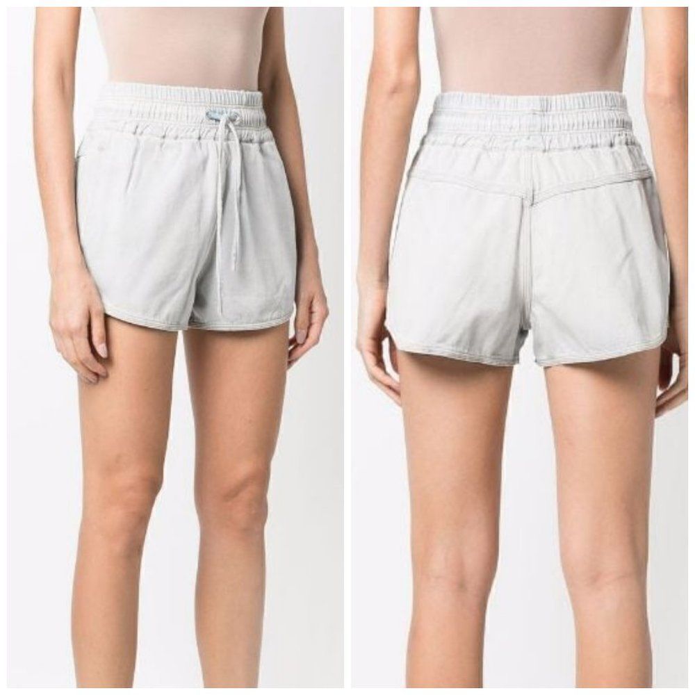 IRO High Waisted Bleached Denim Shorts